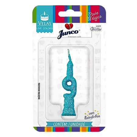 VELA JUNCO MINI GLITTER AZUL TIFFANY Nº 9