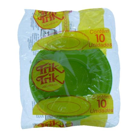 PRATO DESCARTAVEL TRIK TRIK 12 CM FUNDO BIO VERDE C/10 UN