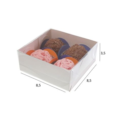 CAIXA PARA BOMBOM ZIPACK 04 DOCES 7,8X7,8X4 CM BRANCO