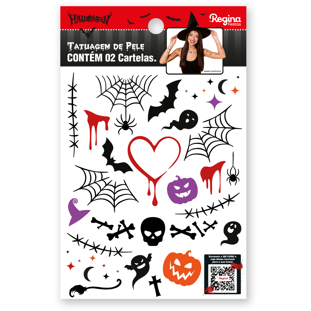 HALLOWEEN TATUAGEM REGINA DECORATIVA C/02 UN