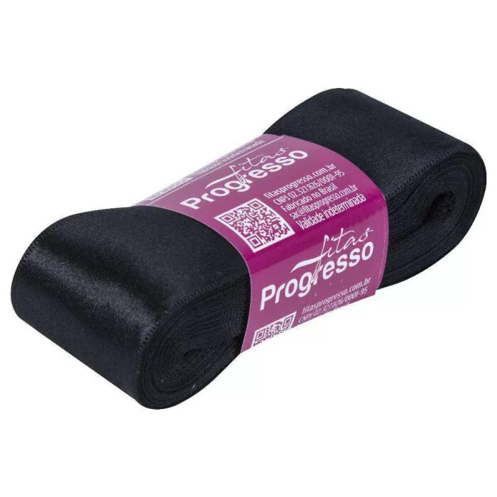 FITA PROGRESSO CETIM 38 MM X 10 MT COR 219 PRETO