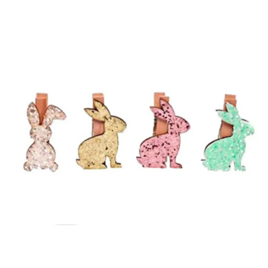 PASCOA PRENDEDORES CROMUS COELHOS C/GLITTER BRANCO/ROSA C/6 PCS