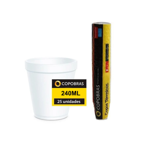 COPO DE ISOPOR COPOBRAS 240 ML 25 UN CCT-240