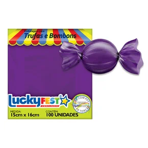 EMBALAGEM P/ TRUFFAS 15X16 LUCKY FEST ROXO