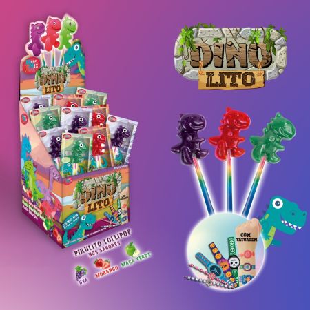 PIRULITO NATY CANDY DINO LITO NEON UNITARIO