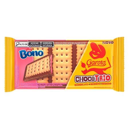 CHOCOLATE BARRINHA GAROTO TRIO BONO MORANGO 90 GR