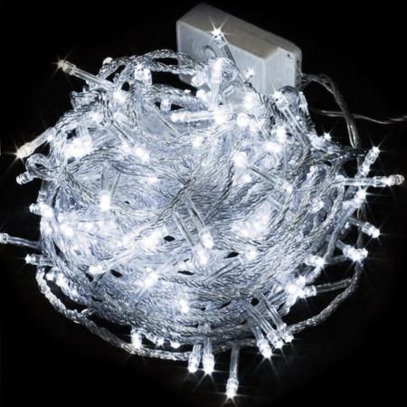 NATAL PISCA 100 LEDS BRANCO FIO INCOLOR SOS IMPORTADORA