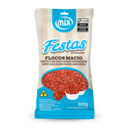 FLOCOS CHOCOLATE MIX MACIO BAUNILHA VERMELHO 500 GR