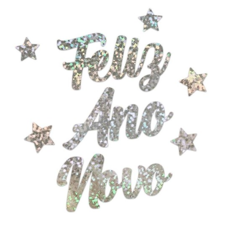 NATAL DECORACAO DE PORTA/PAREDE REGINA ANO NOVO 2026 PRATA HOLOG. C/01 UN