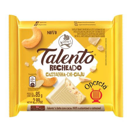 CHOCOLATE BARRINHA GAROTO TALENTO OPERA CASTANHA 85 GR