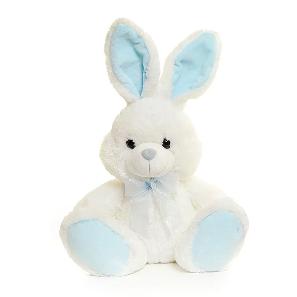 PASCOA PELUCIA CROMUS COELHO C/ LACO AZUL 20 CM