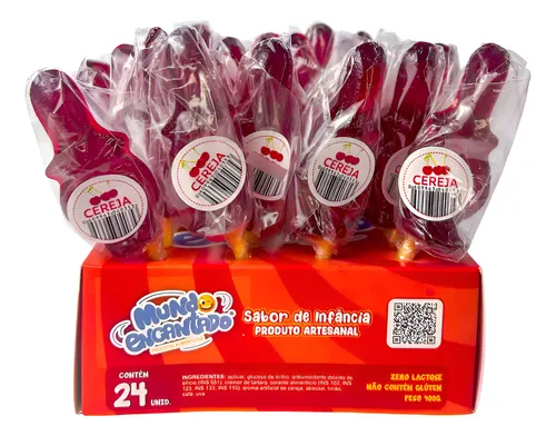 PIRULITO MUNDO ENCANTADO CHUPETINHA CEREJA C/24 UN