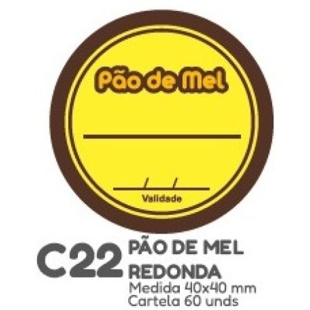 ETIQUETA P/ BOMBOM HIPER EMB. PAO DE MEL REDONDO C22