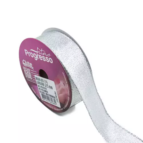 FITA PROGRESSO METALIZADA 25 MM X 10 MT COR  218 PRATA