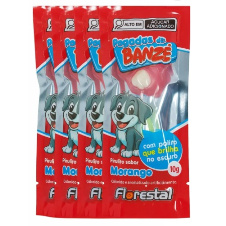 PIRULITO FLORESTAL PEGADAS DO BANZE 10 GR MORANGO