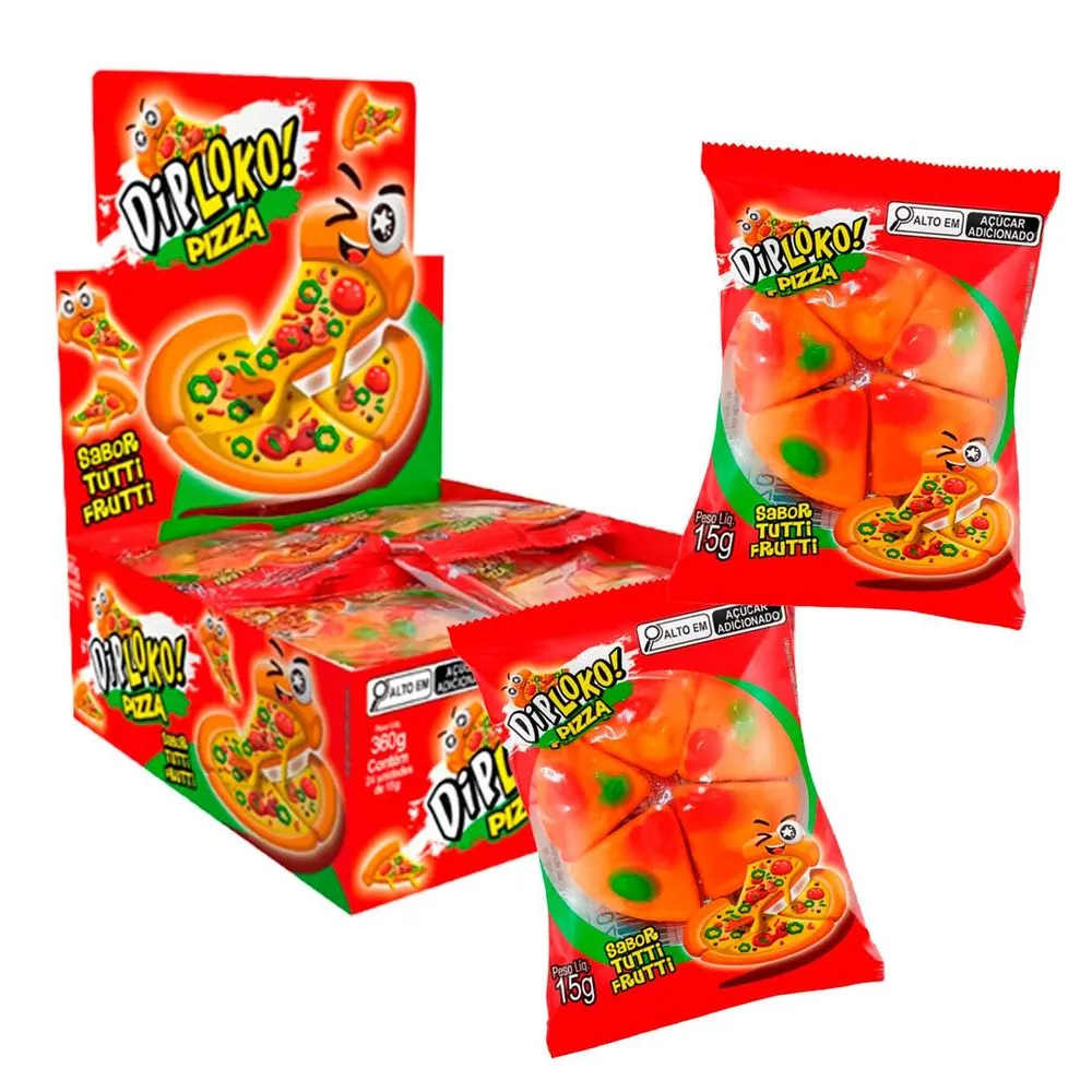 BALA DE GELATINA MBL GUMMY MANIA PIZZA 15 GR UNITARIO