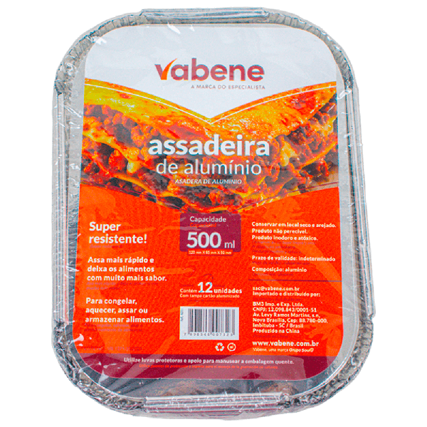 ASSADEIRA P/ PORCAO RETANGULAR VABENE 500 ML C/12 UN