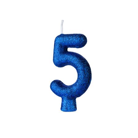 VELA REGINA CINTILANTE AZUL Nº 5