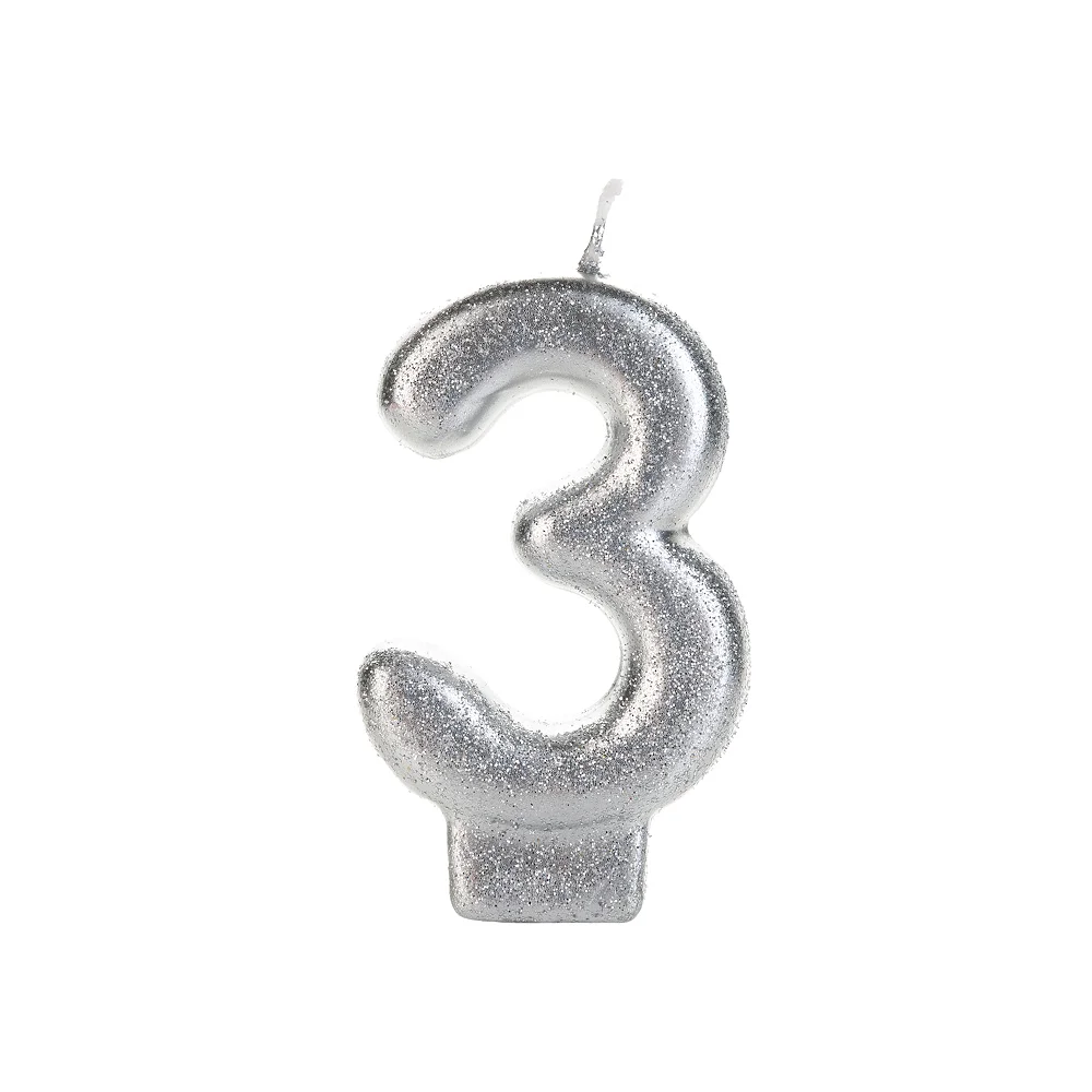 VELA SILVER GLITTER PRATEADA Nº 3