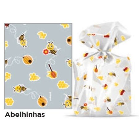 SACO TRANSP. 15X22 LUCKY FEST ABELHINHAS C/50 UN