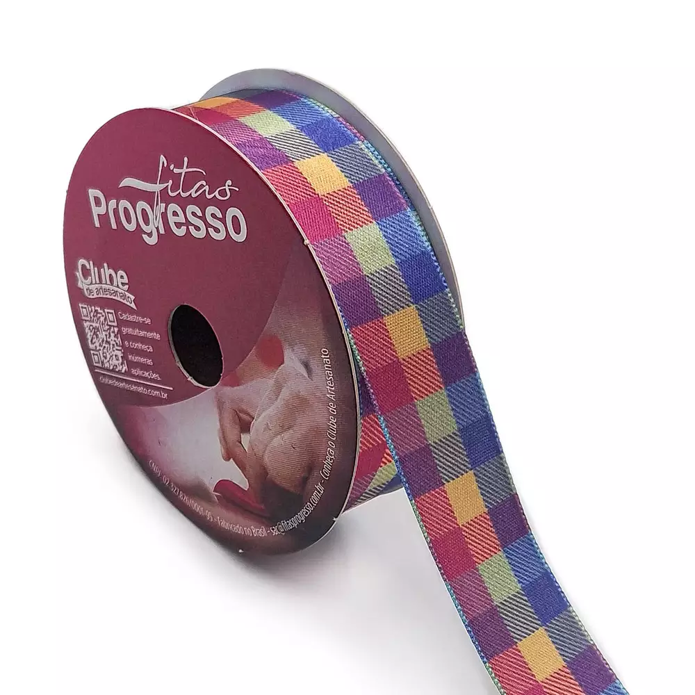 FITA PROGRESSO CETIM 22 MM X 10 MT COR 161 LINHA XADREZ