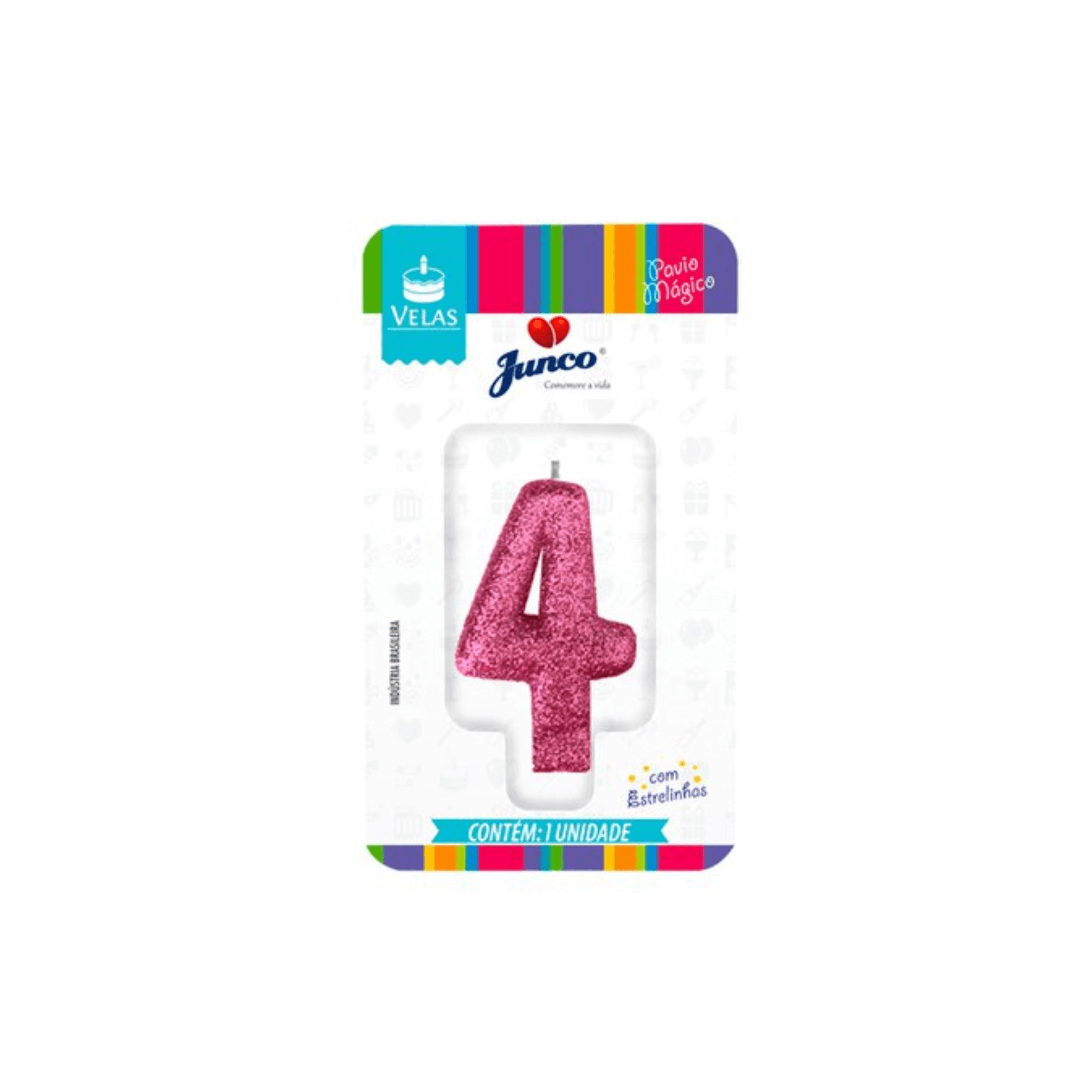 VELA JUNCO LIVE COLORS GLITTER ROSA BEBE Nº 4
