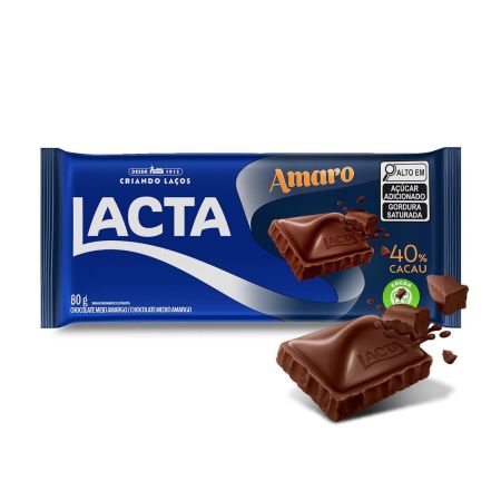 CHOCOLATE BARRINHA LACTA AMARO 40% CACAU 80 GR