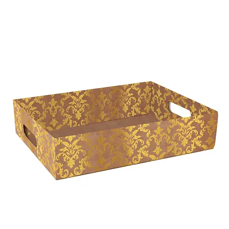 CAIXA BANDEJA CROMUS TAM. M 26,4X19,4X6 ELITE ARABESQUE OURO/KRAFT