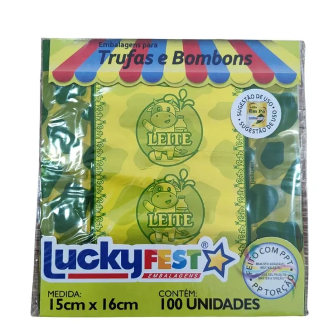 EMBALAGEM P/ TRUFFAS 15X16 LUCKY FEST SABOR LEITE
