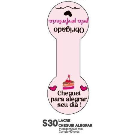 ETIQUETA P/ BOMBOM HIPER EMB. LACRE CHEGAR PARA ALEGRAR S30