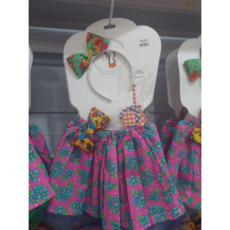 JUNINA ROUPA SB ACESSORIOS KIT SAIA FLORAL ROSA TAM. M REF. 603