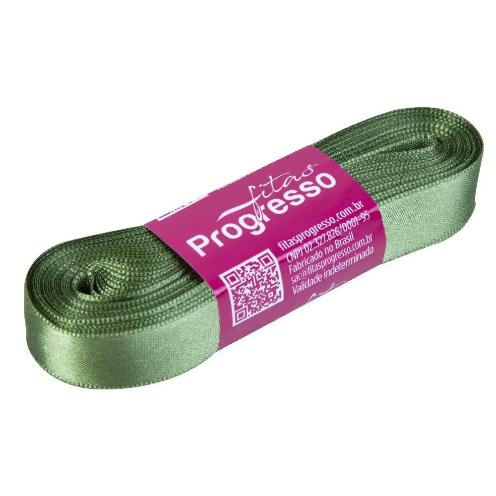 FITA PROGRESSO CETIM 10 MM X 10 MT COR 249 VERDE MILITAR