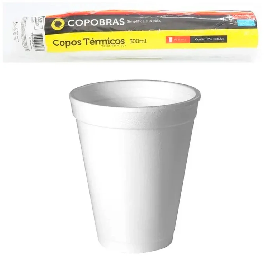 COPO DE ISOPOR COPOBRAS 300 ML 25 UN CCT-300