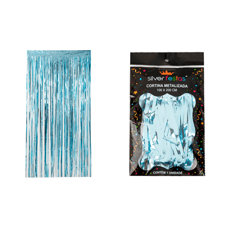 CORTINA DE FITA SILVER PLASTIC 2 MT AZUL BEBE