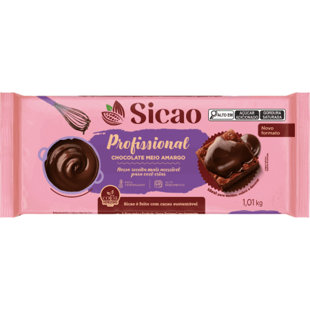 CHOCOLATE SICAO PROFISSIONAL MEIO AMARGO 1,01 KG
