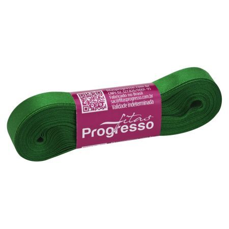 FITA PROGRESSO CETIM 10 MM X 10 MT COR 217 VERDE BANDEIRA