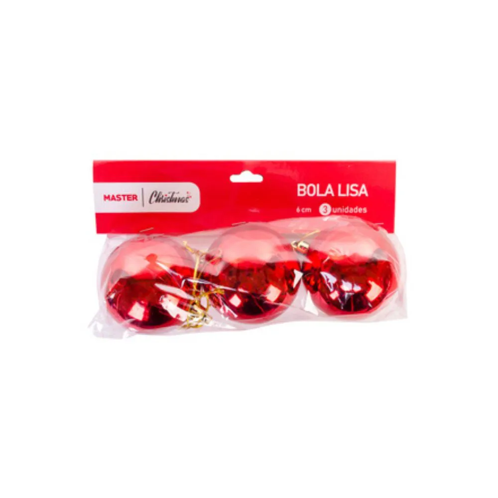 NATAL BOLA DEC. 5 CM OURO/PRATA/VERMELHO C/03 UN RIO MASTER