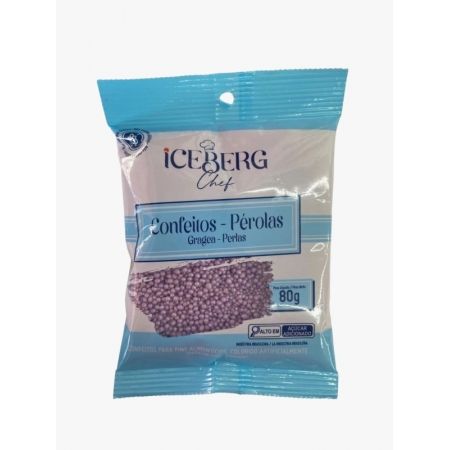 CONFEITO MICANGA COLORIDA ICEBERG 80 GR PEROLADO LILAS