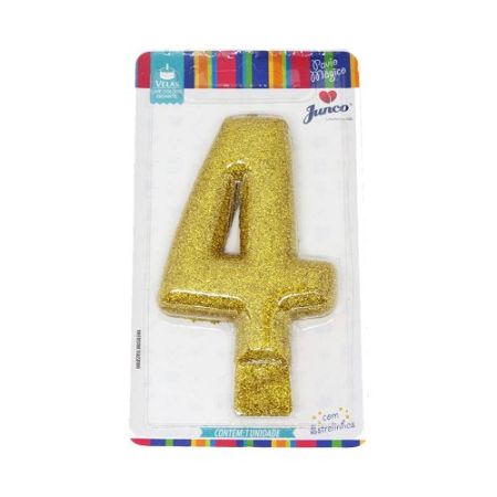 VELA JUNCO LIVE COLORS GLITTER OURO Nº 4