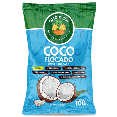 COCO RALADO EM FLOCOS COCO E CIA 100 GR UMIDO E ADOCADO