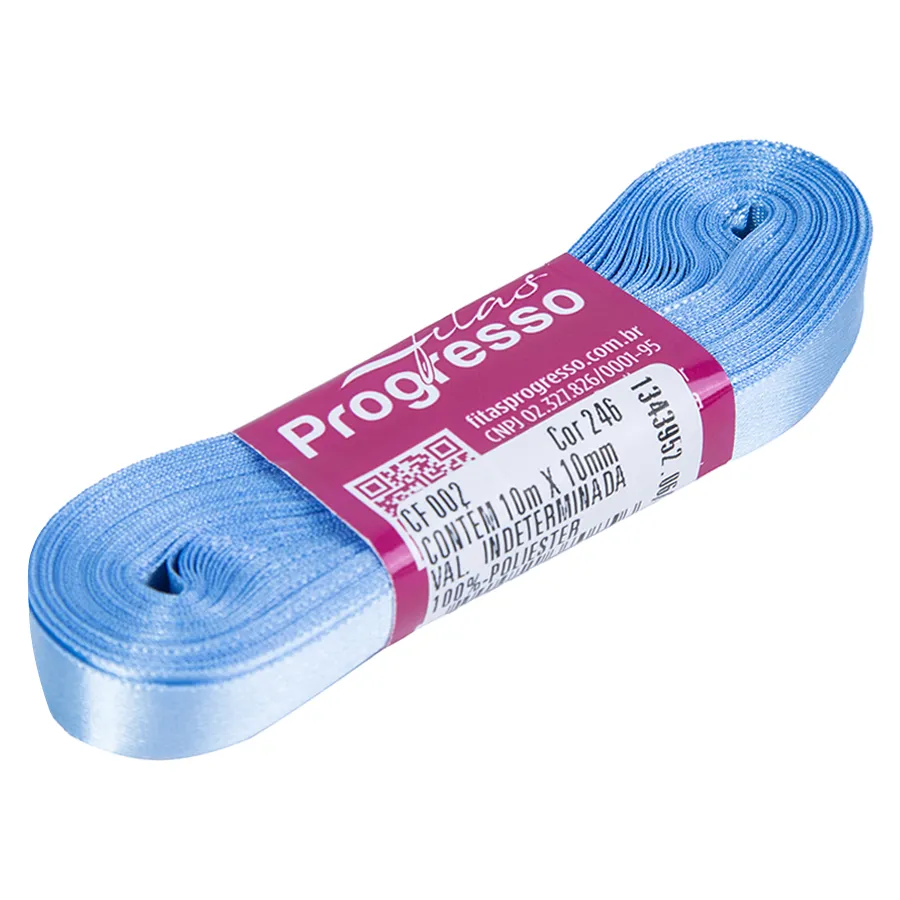 FITA PROGRESSO CETIM 10 MM X 10 MT COR 246 AZUL CELESTE