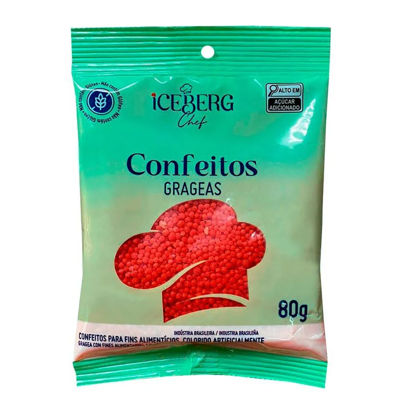 CONFEITO MICANGA COLORIDA ICEBERG 80 GR COLORIDO VERMELHO