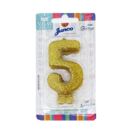 VELA JUNCO LIVE COLORS GLITTER OURO Nº 5
