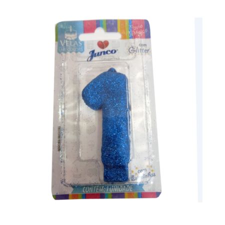 VELA JUNCO LIVE COLORS GLITTER AZUL Nº 1