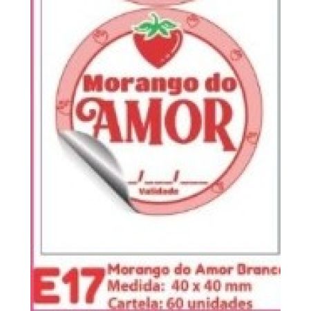 ETIQUETA P/ BOMBOM HIPER EMB. MORANGO DO AMOR BRANCA E17
