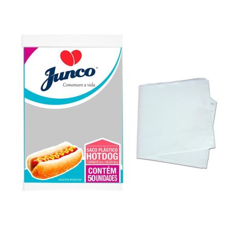 SACO P/ HOTDOG JUNCO PLASTICO 20X12 CM 50 UN