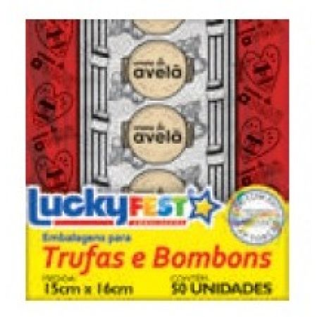 EMBALAGEM P/ TRUFFAS 15X16 LUCKY FEST SABOR CREME DE AVELA C/50 UN