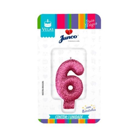 VELA JUNCO LIVE COLORS GLITTER ROSA BEBE Nº 6