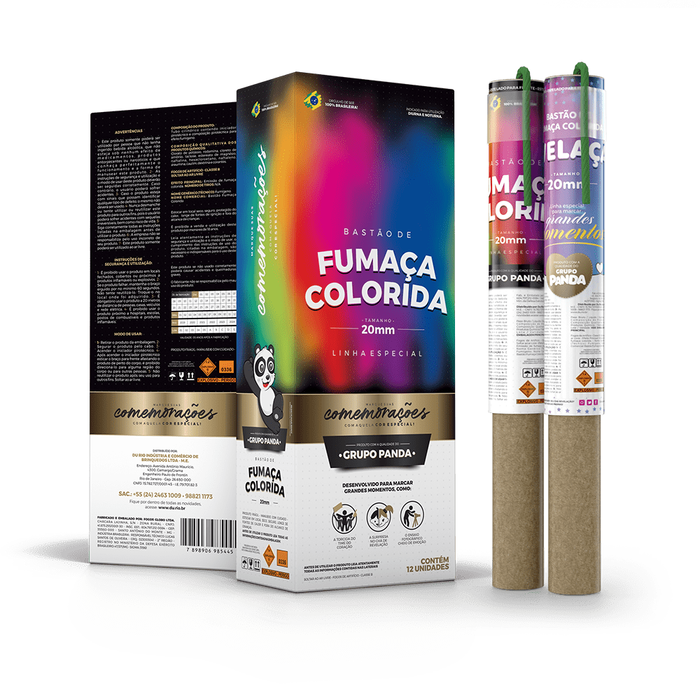 BASTAO DE FUMACA PANDA CHA DE REVELACAO AZUL 20 MM