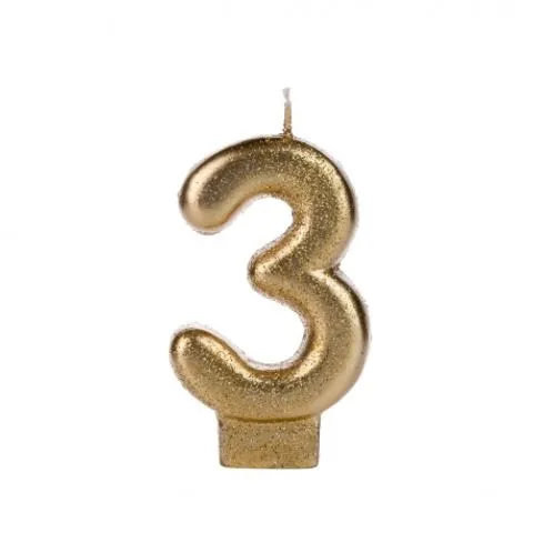 VELA SILVER GLITTER DOURADA Nº 3